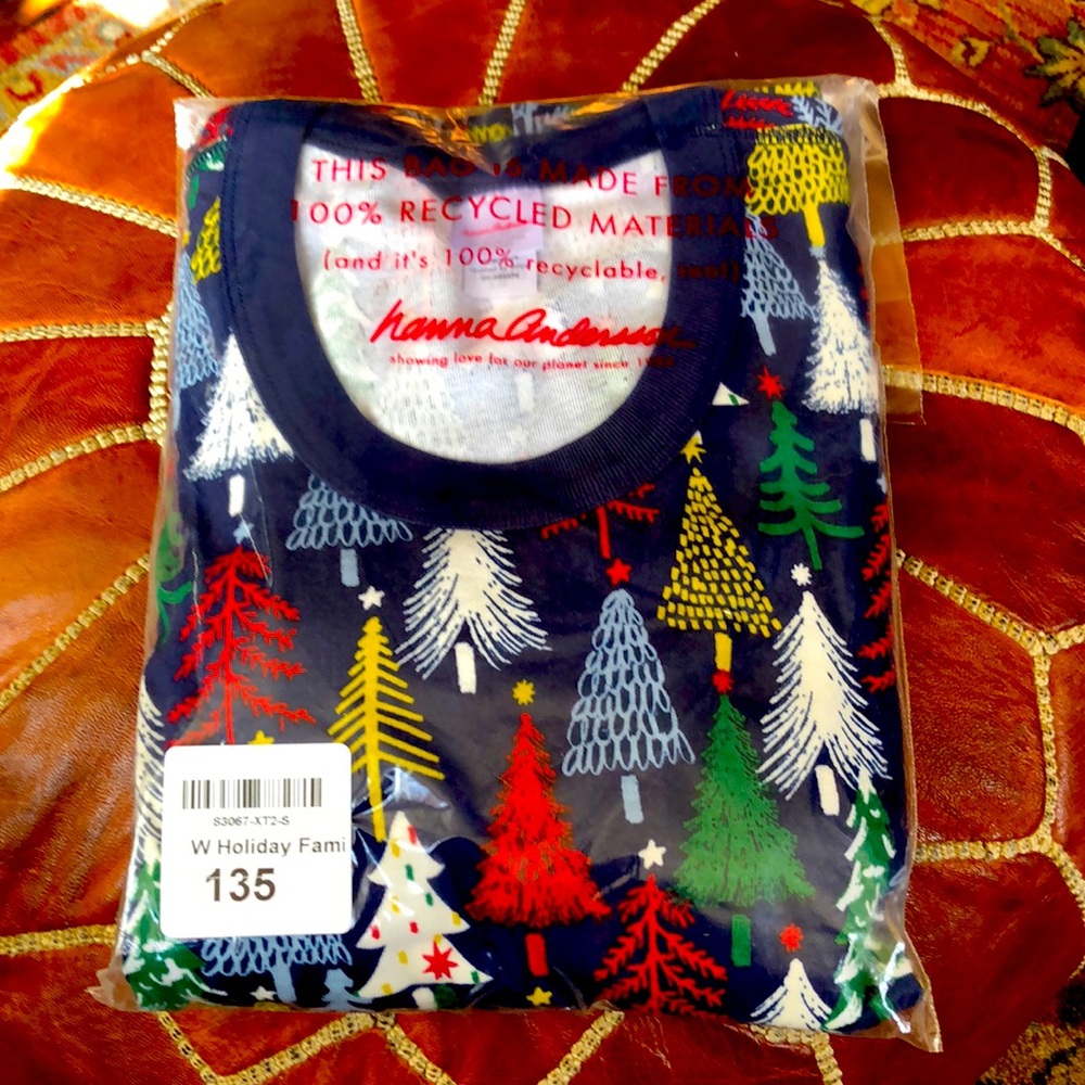Hanna Andersson NWT Christmas pajamas long john 100% cotton ladies small holiday
